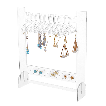 1 Set Transparent Acrylic Earring Hanging Display Stands, Clothes Hanger Shaped Earring Organizer Holder with 10Pcs Hangers, Clear, Finish Product: 20x3x20cm