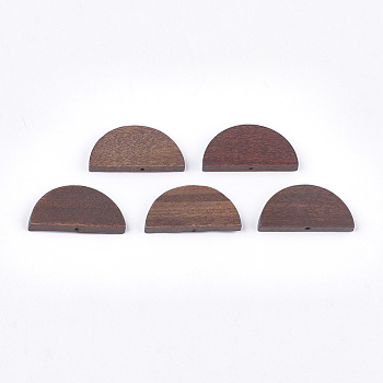 Painted Natural Wood Beads, Semicircle, Coconut Brown, 15x30x4mm, Hole: 1.5mm