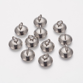 304 Stainless Steel Bead Cap Pendant Bails, for Globe Glass Bubble Cover Pendant Making, Stainless Steel Color, 8x10mm, Hole: 3mm