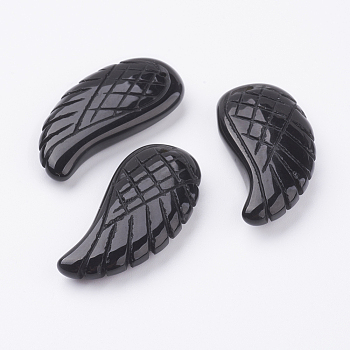 Natural Black Agate Pendants, Wing, Dyed, 34~35x16~18x6.5~7.5mm, Hole: 1mm
