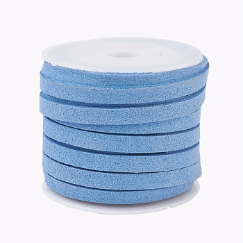 Faux Suede Cord, Faux Suede Lace, Cornflower Blue, 5x1.5mm, about 5.46 yards(5m)/roll, 25rolls/bag
