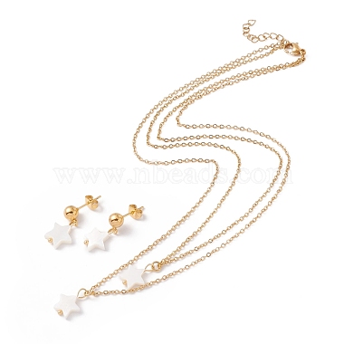 White Shell Stud Earrings & Necklaces