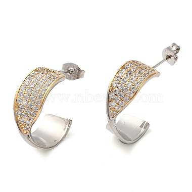 Clear Brass+Cubic Zirconia Stud Earrings