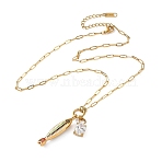 Ocean 304 Stainless Steel Enamel Fish Pendant Paperclip Chain Necklaces with Clear Cubic Zirconia, Real 18K Gold Plated, Colorful, 17.60 inch(44.7cm)(SA-CBAD22F-07G-B)