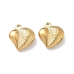 304 Stainless Steel Charms, Heart, Ion Plating(IP), Real 18K Gold Plated, 14x14x6mm, Hole: 1.6mm(STAS-Z184-29G)