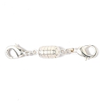 Brass Magnetic Clasps Converter, with Lobster Claw Clasps, Column, Silver, 42x5.5mm(KK-O134-05S)