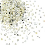 50G Baking Paint Glass Seed Beads, for Jewelry Making, Mixed Shapes, Beige, 1.8~9.2x2.2~9.2x3.5~9.2mm, Hole: 0.7~2.5mm(GLAA-SZ0002-10A)