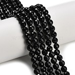 Natural Black Onyx Beads Strands, Faceted, Round, Dyed & Heated, 6mm, Hole: 0.9mm, about 63~64pcs/strand, 15.16~15.28''(38.5~38.8cm)(X-G-C280-B01-6mm)