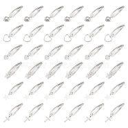 CRASPIRE 36Pcs 6 Style Iron Snap Hair Clips, with Brass Charms, Hair Accessorise for Girls, Butterfly & Heart & Star, Platinum, 62~72mm, 6pcs/style(PHAR-CP0001-08)