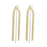 Cubic Zirconia Chains Tassel Earrings, Brass Dangle Stud Earrings, Golden, 80x16.5mm(EJEW-P236-04G)
