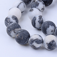 Natural Zebra Jasper Beads Strands, Frosted, Round, 8~8.5mm, Hole: 1mm, about 47pcs/strand, 15.5 inch(X-G-Q462-8mm-01)