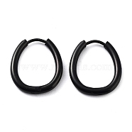 Stainless Steel Hoop Earrings, 304 Stainless Steel Needle with 201 Stainless Steel Ring, Teardrop, Black, 20.5x17.5x2.5mm(EJEW-P232-02EB)