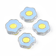 Transparent Acrylic Beads, with Enamel, Poached Egg, Light Sky Blue, 22x25x9mm, Hole: 3mm(ACRC-S039-05A)
