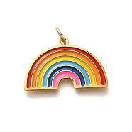 Pride 304 Stainless Steel Enamel Pendants, Rainbow Color, with Jump Ring, Rainbow, 13.5x21x1.5mm, Hole: 3.5mm(STAS-B079-01G-06)