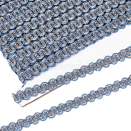 Braided Polyester Lace Trim, Garment Accessories, Steel Blue, 3/8 inch(10mm), about 16.40 Yards(15m)/Card(OCOR-WH0079-23C)