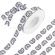 Polyester Ribbon, Volleyball Pattern, Black, 5/8 inch(16mm), about 20 yards/roll(OCOR-WH0068-83)