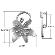 Alloy Toggle Clasps, Cadmium Free & Lead Free, Antique Silver, Flower: about 29.5x23x7mm, hole: 1~10x12mm, bar: 21x5x2.5mm, hole: 1.5mm.(X-PALLOY-A20004-AS-LF)