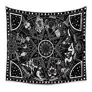Polyester Tapestry Wall Hanging, Sun and Moon Psychedelic Wall Tapestry with Art Chakra Home Decorations for Bedroom Dorm Decor, Rectangle, Black, 1300x1500mm(PW23040438703)