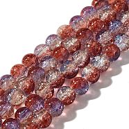 Crackle Glass Beads Strands, Round, Two Tone, FireBrick, 8~8.5mm, Hole: 1.2mm, about 107pcs/strand, 29.92 inch(76cm)(CCG-C002-8mm-11)