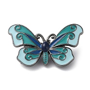 Butterfly Enamel Pins, Gunmetal Zinc Alloy Brooch for Backpack Clothes, Pale Turquoise, 17x29x1.5mm(JEWB-Z017-03A)