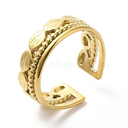 304 Stainless Steel Oval Open Cuff Ring for Women, Real 14K Gold Plated, Inner Diameter: 18mm(RJEW-I098-16G)