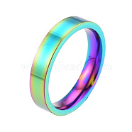 201 Stainless Steel Plain Band Ring for Women, Rainbow Color, Inner Diameter: 17mm(RJEW-N043-12M)