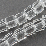 Glass Bead Strands, Faceted, Cube, Clear, 7~8x7~8x7~8mm, Hole: 1mm, about 72pcs/strand, 21.6 inch(X-GLAA-R041-8x8mm-24)