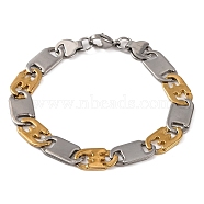 304 Stainless Steel Mariner Link Chain Bracelets, with 201 Stainless Steeel Findings, Golden & Stainless Steel Color, 8-3/4 inch(22.1cm)(BJEW-B078-58GP)