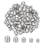 304 Stainless Steel Cord Ends, End Caps, Mixed Size, with Bead Container, Stainless Steel Color, 7.4x7.2x1.7cm, about 100pcs/box(STAS-UN0001-84P)