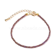 Faceted Electroplate Glass Beaded Bracelets, with Golden Plated Brass Spring Ring Clasps, Rondelle, Rosy Brown, 7-1/2 inch(19cm)(BJEW-JB05693-03)