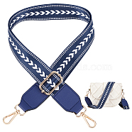 Polyester Adjustable Bag Straps, with PU Leather & Alloy Swivel Clasps, Midnight Blue, 80~131x3.65~3.9x0.1~0.3cm(FIND-WH0417-23B)
