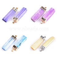 Electroplate Natural Selenite Big Pendants, with Iron Findings, Dyed, Rectangle, Mixed Color, 53~55x14~19x9~16mm, Hole: 7x4mm(G-S344-41)