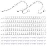 300Pcs 304 Stainless Steel Earring Hooks, Shepherd's Hook Ear Wire, with 300Pcs Plastic Ear Nuts, Stainless Steel Color, 21x12x2mm, 21 Gauge, Pin: 0.7mm(STAS-BBC0004-50)