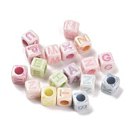 Plastics Beads, Craft Beads, Letter A~Z Theme, Square, 6.5x6.5x6.5mm, Hole: 3.5mm, 1923pcs/500g(KY-B004-06B)