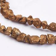 Electroplated Natural Pyrite Bead Strands, Nuggets, Golden Plated, 1.5~5x3~6mm, Hole: 1mm, about 15.3~15.7 inch(G-G673-03B)