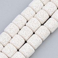 Synthetic Lava Rock Beads Strands, Dyed, Column, Creamy White, 10x10mm, Hole: 2mm, about 39pcs/strand, 15.35 inch(39cm)(G-S359-171N)
