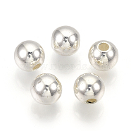 ABS Plastic Beads, Round, Silver Color Plated, 5x4.5mm, Hole: 1.4mm, about 9000pcs/500g(OACR-S032-5mm-02)