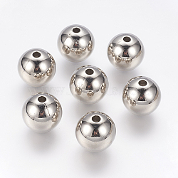 CCB Plastic Beads, Round, Platinum, 18mm, Hole: 3.5mm(CCB-J035-101P)