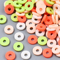 Handmade Polymer Clay Beads, Heishi Beads, for DIY Jewelry Crafts Supplies, Disc/Flat Round, PeachPuff, 6x1mm, Hole: 2mm, about 26000pcs/1000g(CLAY-T019-02B-52)