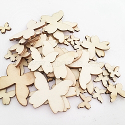 Undyed Wood Display Decorations, Home Decorations, Butterfly, Antique White, 1.5~4cm, 50pcs/bag(WOCR-PW0001-184)