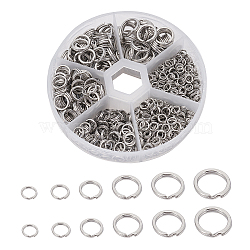 Stainless Steel Double Snap Ring, Fishing Split Rings, Lure Connectors Fishing Tackle, Stainless Steel Color, 4~10x0.8~1.5mm, Inner Diameter: 3~8mm, 710pcs/box(STAS-FH0001-07P)