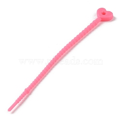 Heart Shape Silicone Cable Zip Ties, Cord Organizer Strap, for Wire Management, Hot Pink, 128x13x4.5mm(AJEW-C034-02A)