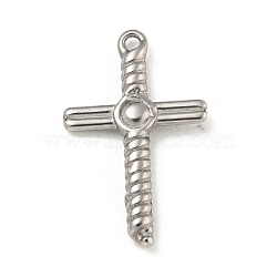 Non-Tarnish 304 Stainless Steel Pendants, Cross Charms, Stainless Steel Color, 22x13.5x2.5mm, Hole: 1.2mm(STAS-N103-94P)