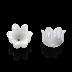 Natural White Shell Bead Caps, 6-Petal, Lily of the Valley, 10x10x7mm, Hole: 1mm(SSHEL-N032-58B)