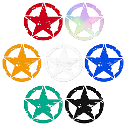 7 Sheets 7 Colors Star Plastic Self Adhesive Car Stickers, Star Waterproof Decals for Vehicle Decoration, Mixed Color, 154x151x0.2mm, 1 sheet/color(STIC-GA0001-13)