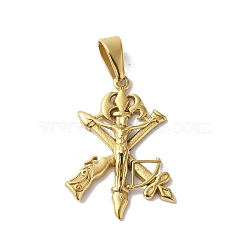 PVD Vacuum Plating 304 Stainless Steel Pendants, Legion Cross Charm, Golden, 36x25.5x4mm, Hole: 10x5mm(STAS-B069-59G)