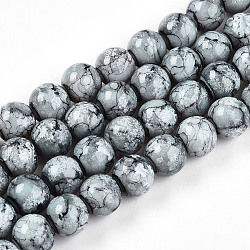 Baking Paint Glass Beads, Round, Light Steel Blue, 10~10.5mm, Hole: 1.4mm(X1-DGLA-N003-10mm-A06)