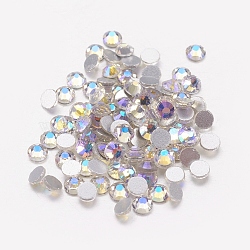 Glass Flat Back Rhinestone, Grade A, Back Plated, Faceted, Half Round, Crystal AB, 1.9~2mm, about 1440pcs/bag(RGLA-C002-SS6-100)