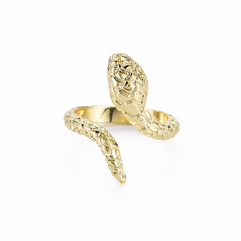 Snake Shape Rack Plating Alloy Cuff Rings, Open Rings, Cadmium Free & Lead Free, Light Gold, US Size 9 1/4(19.1mm)