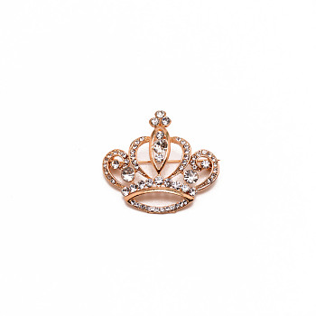 Crystal Rhinestone Crown Brooch, Exquisite Alloy Rhinestone Lapel Pin for Shirts Dresses, Light Gold, 35x39x10mm